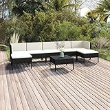 BULANED 8-TLG. Garten-Lounge-Set mit Auflagen, Gartenlounge, Sitzgruppe, Terrassenmöbel, Sitzecke Balkon, Loungemöbel Terrasse, Balkon Lounge, Poly Rattan Schwarz