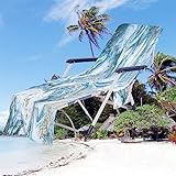 FANSU Schonbezug Für Gartenliege Frottee Liegenauflage Liegestuhl Handtuch mit Taschen Marmor Druck Strandliegenauflage Weich Strandtuch für Reisen Schwimmen (75x210cm,Blau grau)