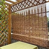 EMISOO Retro Bambusrollo Für Terrasse Outdoor Holzrollo Sichtschutz Sonnenschutz Bambus Jalousie Raffrollo 60 80 100 120cm Breit Natur Schilf Vorhang Wasserdicht/Anti-UV (Size : W50*H100cm)