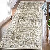 jinchan Teppich 60x210cm Läufer Floral Teppich Taupe Küche Vintage Teppich Flur Blumendruck Innen Dünner Teppich Retro Matte Akzent Teppich Bad Wohnzimmer Schlafzimmer Büro Bauernhaus