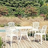 ZEYUAN 5-TLG. Bistro-Set, Bistrotisch Mit 2 Stühlen, Gartenset Tisch Und Stühle, Balkontisch Klein, Bistroset, Balkonset, Balkonmöbel, Aluminiumguss Weiß