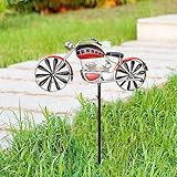Stronrive 30×20 cm Metall Windrad Garten Windspiel Für Draußen Wetterfest Windspiel Buntes Windrad Blume Gartenstecker Windmühle Für Den Garten Gartendeko Blumenstecker Für Terrasse Und Garten