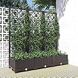Yolola Hochbeet mit Rankgitter,Pflanzkübel mit Spalier Gartenspalier,Blumentopf aus Polyrattan mit 3 Rankgittern,Blumenkasten Rankgitter,Poly Rattan- Schwarz-120 x 40 x 121.5 cm