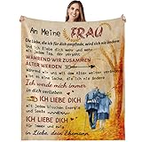 Kuscheldecke Personalisierte Geschenke an Meine Frau Decke, Geburtstagsgeschenk für Meine Frau,Geschenke für Frau Von Ehemann Ermutigung und Liebe Nachricht Briefdecke für Couch, Bett(Back,130*150cm)