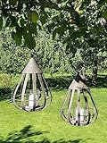 Hänge Windlicht mit Glaseinsatz Laterne Kerzenhalter Metall Gartenlaterne Deko hängend Shabby 33cm