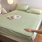 Wasserbett Boxspringbett Spannbettlaken 120 * 200 cm, Sommer-Eisseide-Latex-Tagesdecke, solide Bettwäsche, Matratzenschoner, Schlafzimmer für Erwachsene, hellgrün