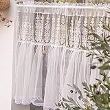 Vorhang Kurzer Küchenvorhang, halbdurchsichtige Vorhänge, Spitzen-Tüllstoff, leicht und atmungsaktiv, Vorhangvolant für Fenster, Balkon, Gästetoilette, Schlafzimmer, durchsichtige Spitzenvorhänge