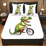 Spannbettlaken für Kinder 180 * 200 cm spannbettlaken boxspringbett Krokodil Rotes Fahrrad Niedliche Cartoon Stil Spannbetttuch für Kinder Jungenzimmer weicher Bettbezug