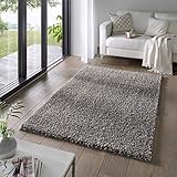 Taracarpet Shaggy Teppich Wohnzimmer Venezia Hochflor Langflor Teppiche modern Anthrazit 200x250 cm