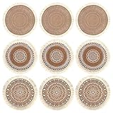 Runde Tischsets,9er Set Platzset Rund, Rund Gewebte Tischsets, Tischset Rund Hitzebeständigem Tisch Tischsets Abwaschbar Teller-Untersetzer für Küche Esszimmer Hochzeit Tisch Party Dekoration(38cm)
