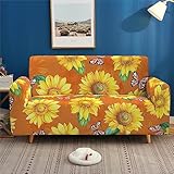 xczxc Sofa Überzug Sofabezug 3 Sitzer, Anti-Rutsch-Couch Überzug für L Form Sofaschoner Chaiselongue Ecksofa Schonbezüge Wohnzimmer Sessel, Gelbe Sonnenblume