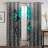 Blickdichte Gardinen 2Er Set 3D Blaue Kunstschmetterlingsblumen Muster Verdunkelungsvorhang Mit Ösen Modern Thermovorhänge 140X110cm(HxB) Für Schlafzimmer Wohnzimmer Kinderzimmer Küche Fensterdekorat
