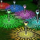 Solarlampen für Außen Garten, 4 Stück Solarleuchten Garten Deko mit Farbwechsel LED und Warmweiß Licht, Wasserdicht Solar Gartenleuchte für Gärten, Wege, Rasenflächen, Gewächshäuser und Terrassen