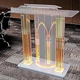 Hosrme Kanzeln Für Kirchen, Transparentes Acrylpodium, Tragbares Mobiles Stehpult, Rädern Rednerpult Mit Ablage, Podium Mit Acryl Und MDF, Stehpult Lesepult Für Konferenzen, Auditorium, Klassenzimmer