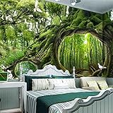 Benutzerdefinierte Fototapete Grüner Urwald Baum Loch Stereoskopisches Wandbild Wandmalerei Wohnzimmer Schlafzimmer Hintergrund Wandbild 3D