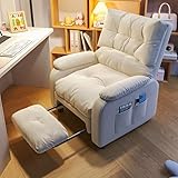 GARAJONAY Lazy Person Computer Stuhl,Relaxsessel Bequemer Klappstuhl Computer Sofa Stuhl,Schlafzimmer,Schreibtisch Stuhl,Bürostuhl,Liegestuhl,Integrierte Fußstütze(Color:Grau)