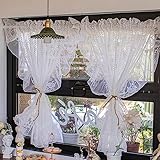 Vorhang, kurz, Küchenvorhang, Fenstervorhang, Stickerei, Spitze, Küche, Café, Vorhang, 1 Stück halbtransparenter Spitzenvolant– romantisch– für Wohnzimmer, Schlafzimmer, Balkon, Vorhänge, 1 Stück