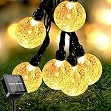 SUWITU Solar Lichterkette Außen, 6.8 Meter 40 LED Solar Lichterkette Aussen mit 8 Modi und Timer Wetterfest Kristall Kugeln Solarlichterkette für Garten, Garten, Terrasse, Bäume, Hochzeiten, Partys