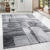 HomebyHome Teppich Wohnzimmer 160x230 cm Rechteckig Schwarz und Grau Kurzflor Holz Design - Teppich Schlafzimmer, Esszimmer, Küche Flauschiger Extra Weich Tepich Waschbär Einfache Reinigung - Carpet