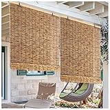 Bambusrollo Outdoor Bambus-Rollo Natur, Lichtdurchlässig, Retro Bambus Raffrollo Jalousie Rollo Seitenzugrollo Für Die Badfenster, Holzrollos Sichtschutz, Anpassbar