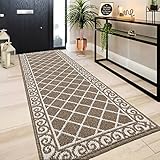 SHACOS Teppich Läufer Flur rutschfest 60x180cm Teppichläufer Flur Waschbar Vintage Schmutzfangmatte Innen Flurläufer Lange Fußmatte für Innen, Außen Eingang, Küche (Braun)