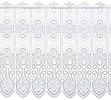 Plauener Spitze by Modespitze, Store Bistro Gardine Scheibengardine mit Stangendurchzug, hochwertige Stickerei, Höhe 49 cm, Breite 144 cm, Weiß