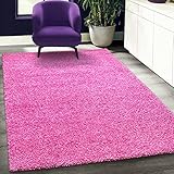 Fabrica Home Teppiche für Wohnzimmer - Solid Color Shaggy Teppich, Modern Flächenteppich - Rosa, 120x170 cm