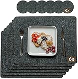 Acaveon - 12er Premium Tischsets aus Filz | abwaschbare Filzuntersetzer in Anthrazit Filzmatten Doppelseitig praktische Tischuntersetzer Platzdecken Filzsets, 44x32 cm