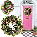 Sommer Türkränze Outdoor Kränze für Haustür Girlande künstliches Fenster Landhaus der Tür und für Dekoration Kranz rund bunt grüne Wand verwendeter Kranz 40cm (grün, 40cm)