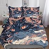 QLasic Bettwäsche Double（200x200cm） 3D süße Katze Gedruckter Set Für Erwachsene Teenager Kinder Mit Kissenbezug Und Bettwäsche-Set Mikrofaser-Bettbezug Mit Reißverschluss