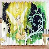 CICOOOD Tinkerbell Elf Verdunkelungsvorhang-Set Für Schlafzimmer Tinkerbell Und Die Piratenfee Vorhänge Für Kinderzimmer Schiebegardine (100x140cm(BxH)/ 50x140cmx2,8)