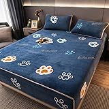 Samt Doppelbett Matratzenschoner Bezug Winter Plüsch Warm Weich Elastisch Spannbettlaken Bettwäsche 90 160*200 Paar Kinder-ZY,150x200x30cm