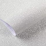 Livelynine 40CMx10M Glitzer Tapete Silber Klebefolie Glitzer Selbstklebende Glitzerfolie für Möbel Schminktisch Deko Mädchen Kinder Handy Möbel Selbstklebend Glitzer Papier Basteln Folie Glitzereffekt