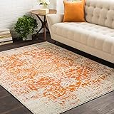 Surya Syracusa Vintage Teppich - Orientalischer Teppich Wohnzimmer, Esszimmer, Schlafzimmer - orientalischer Boho Teppich, Kurzflor Teppich für einfache Pflege - Teppich Groß 160x220cm in Orange