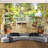 Fototapete Tapete Stereo Balkon Garten Landschaft Esszimmer Küche Wasserdicht l De Moderne Wandtapete 3D Wandbilder Tapeten Wohnzimmer Schlafzimmer Wand Dekoration 400x280cm Tongshunj2742