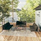 TALCUS 7-teiliges Gartenlounge Set mit Kissen Poly Rattan dunkelgrau