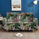 KUNOVO 4 Sitzer Jacquard Couchbezüge Grün Jungle Faultier Stretch Sofabezug Wasserdicht rutschfeste Spandex Sofahusse mit Anti-Rutsch-Schaumstoffe Creative Möbelschutz Sofabezüge Schwarz