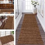 Küchenteppich Läufer Teppich Flur rutschfest Teppichmatten Lang Küchenläufer 100X200CM Braun Abstrakt Korridor Teppichläufer Waschbar Meterware Teppich Küchen Matten Wohnzimmer Schlafzimmer Esszimmer