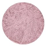 Paco Home Hochflor Teppich Rund Wohnzimmer Schlafzimmer rutschfest Shaggy Modern Flauschig Einfarbig Langflor Kunstfell, Grösse:160 cm Rund, Farbe:Alt-Rosa