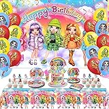 81Stuck Pink Rinbow Friends Thema Geschirr Party Set Kindergeburtstag Deko Kit für Kindergeburtstage Partygeschirr Kindergeburtstag,Grillparty, Tischdeko Party für 10 Kinder