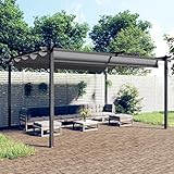 Keketa Pavillon mit Ausziehbarem Dach Pergola mit Schiebedach Pavillon Überdachung Gartenpavillon Terrassendach Wasserdicht Sonnendach für Garten Terrasse 4x3 m Anthrazit