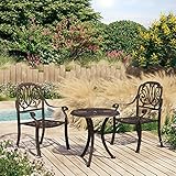 Festnight Balkon-Set Aluminium, Balkongruppe,Garten Essgruppe Aluminiu, Sitzgruppe Garten mit 2X Sessel und Tisch, Gartengarnitur, Sitzgruppe Aluminium, Sitzgarnitur Aluminium Bronzefarben#2