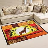 Use7 Afrika Giraffe Baumbereich Teppich Teppiche rutschfeste Fußmatte Fußmatten Wohnzimmer Schlafzimmer 100 x 150 cm