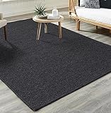the carpet Premium Wool Handweb-Teppich, Naturfaser Wollteppich, Eleganz im skandinavischen Flachgewebe-Stil, Anthrazit, 160 x 230 cm oval