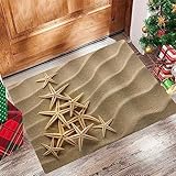 Badezimmerteppich 60x100 cm,Badematte rutschfest,Weicher Badvorleger,Seestern-Weihnachtsbaum aus Muscheln auf dem Sand Maritime Summ,Mikrofaser Absorbent Badteppich für Badewanne,Dusche und Badezimmer