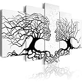 murando - Bilder Bäume Liebe 200x100 cm Vlies Leinwandbild 5 tlg Kunstdruck modern Wandbilder XXL Wanddekoration Design Wand Bild - Abstrakt Love schwarz weiß a-A-0104-b-m