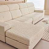 Sofa Sitzkissenbezug Stretch Sofa Schonbezug Sitzkissen Bezug 3/4/2/1 Sitzer Elastischer Couch Bezüge Sofabezug Rutschfest Sitzkissenschutz Husse Rückenkissen Überzug ,Beige-2-seater-X（100-135cm)