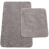 Brandsseller Badematten 2er-Set bestehen aus Badvorleger: ca. 50/80cm und WC-Vorleger ca. 45/50cm - Farbe: Anthrazit