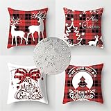Outdoor Wasserdicht Kissenbezug 65x65cm 4er Set Sofakissen Weihnachten Dekokissen Platz Tiere Kissenbezüge Sofa Dekorativ Kissen Leinen Kissenhülle für Garten Auto Wohnzimmer Bett Deko Kissen Z-6631