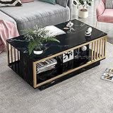 SORVA Couchtisch mit Stauraum, moderner rechteckiger Couchtisch mit stabilem Metallrahmen, Metall-Cocktailtisch, Teetisch mit Plankendesign-Basis für Wohnzimmer, Heimbüro, Empfangszimmer, Heimdeko